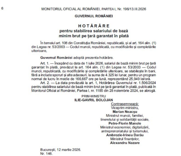 Alertă Legislativă: Impactul Noului Salariu Minim de la 1 Iulie 2026